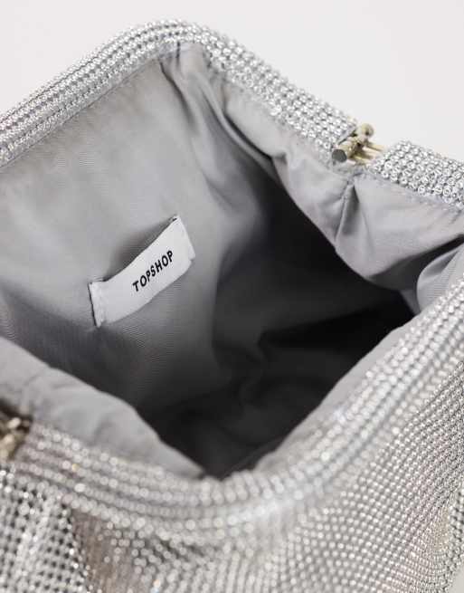 Topshop Golde pochette moyenne en strass argenté, 2 de 4