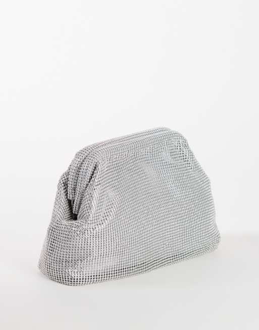 Topshop Golde pochette moyenne en strass argenté, 3 de 4