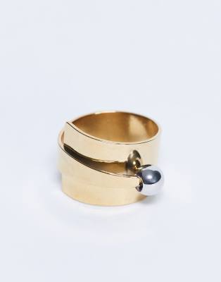 Topshop - Goldfarbener Ring aus wasserfestem Edelstahl im Wickeldesign