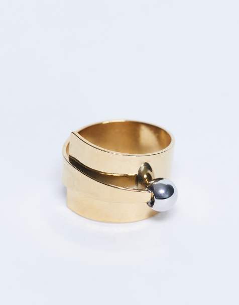 Topshop – Goldfarbener Ring aus wasserfestem Edelstahl im Wickeldesign - view 1