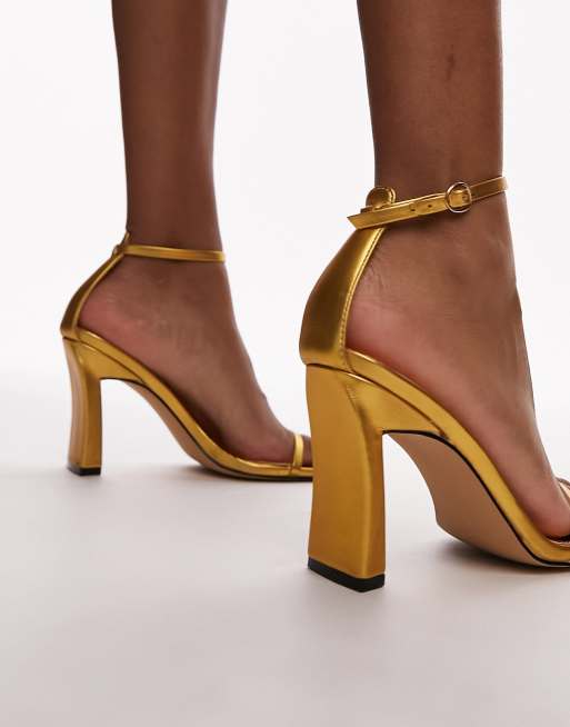 Open Toe Yellow Gold Sandal Heels Topshop Goldie High Heeled Two