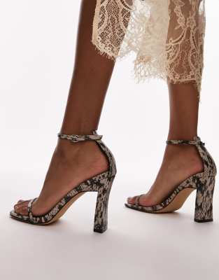 Topshop Goldie high heeled two part sandal in snake