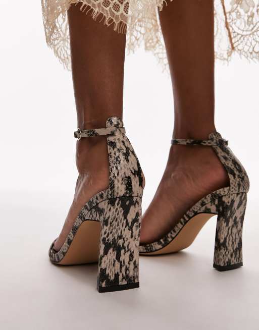 Topshop Goldie high heeled two part sandal in snake