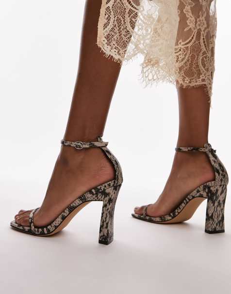 Topshop Goldie high heeled two part sandals in snake - view 1