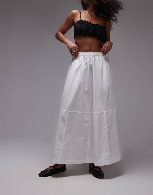 Topshop - Gonna a ruota midi color avorio in popeline