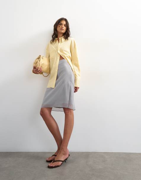 Topshop - Gonna anni '90 in organza grigia - view 1