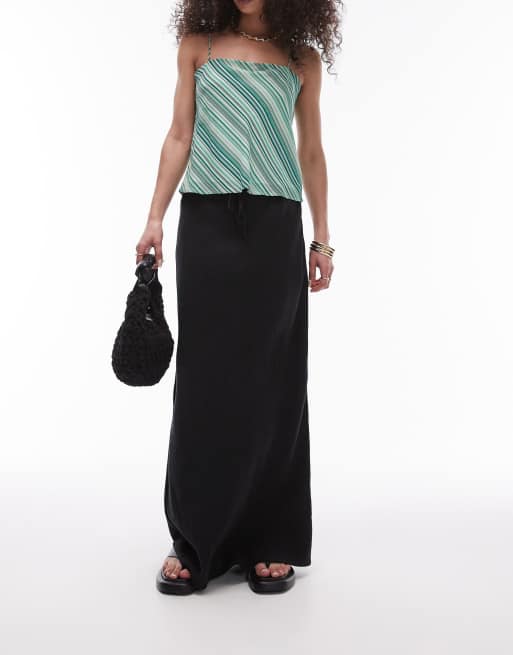 Topshop - Gonna casual nera in twill con coulisse