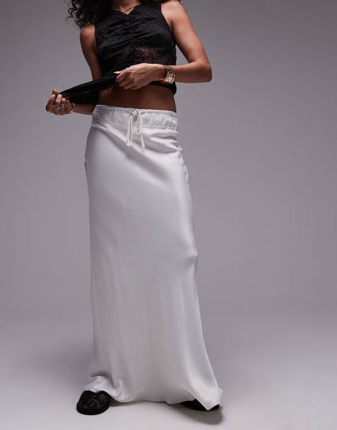 Topshop - Gonna color avorio con taglio sbieco e pannello in vita con coulisse - view 1