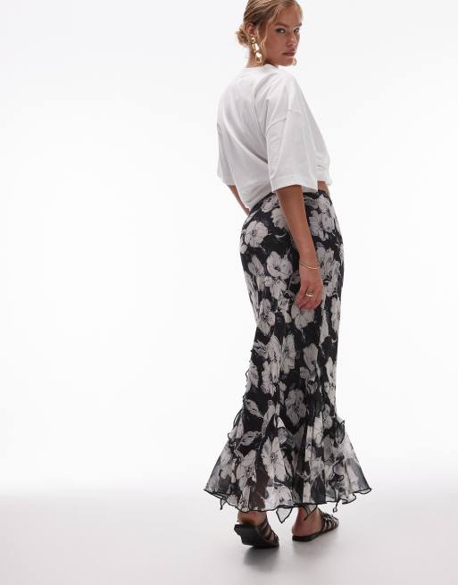 Topshop - Gonna godet nera a fiori vintage bianchi, 4 di 5