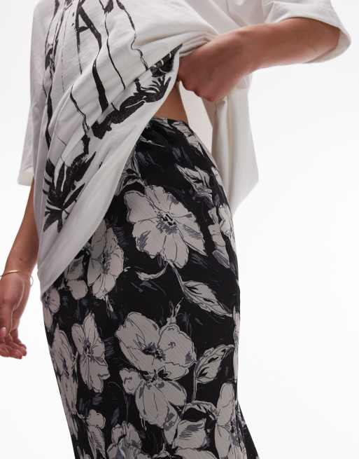Topshop - Gonna godet nera a fiori vintage bianchi, 5 di 5