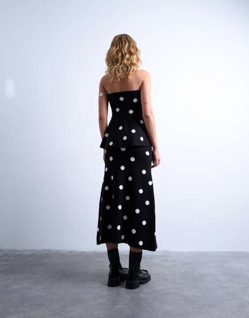 Topshop - Gonna in maglia compatta a pois in coordinato, 4 di 5