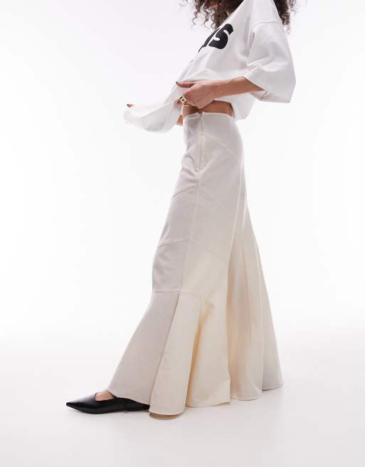 Topshop - Gonna lunga a balze scomposte color avorio