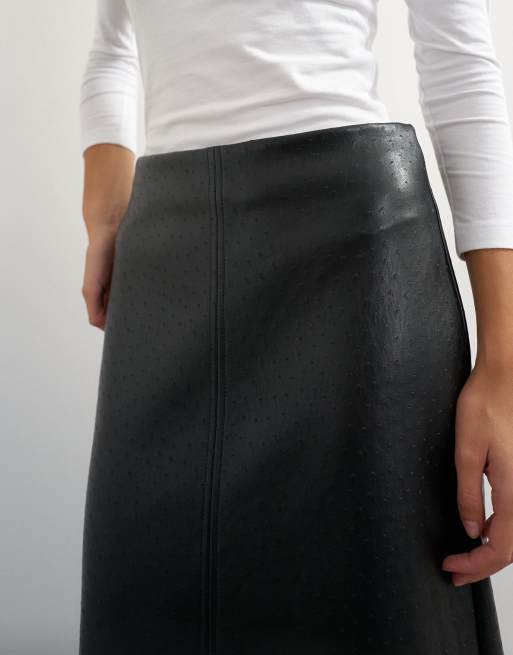 Topshop gonna lunga a colonna in pelle sintetica con impunture nera, 2 di 5