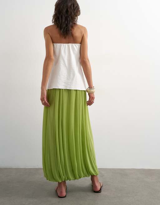 Topshop - Gonna lunga a palloncino in rete verde, 5 di 5