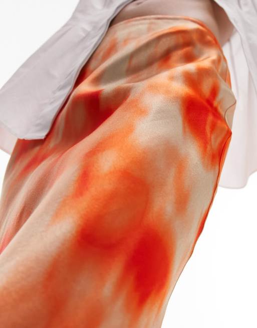 Topshop - Gonna lunga arancione con stampa tie-dye, 2 di 4