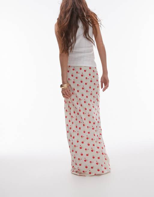 Topshop - Gonna lunga avorio a fiorellini rossi, 3 di 5