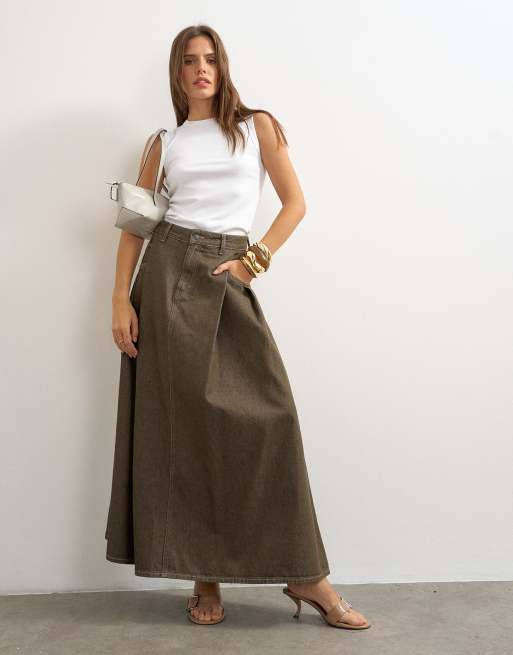 Topshop gonna lunga cocoon color kaki