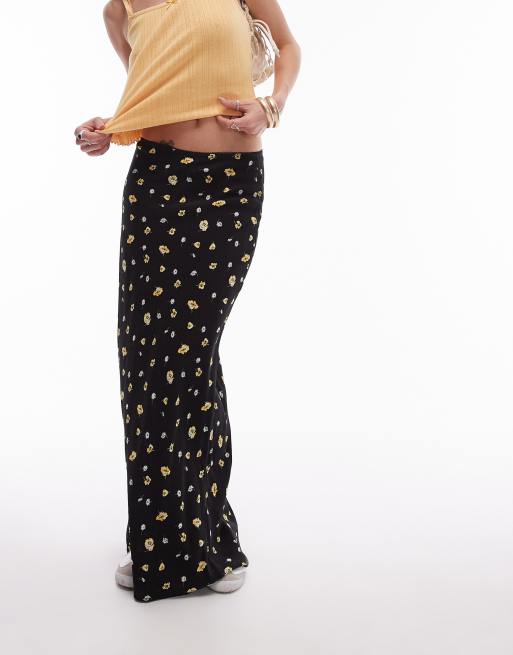 Topshop - Gonna lunga con stampa a fiorellini gialli