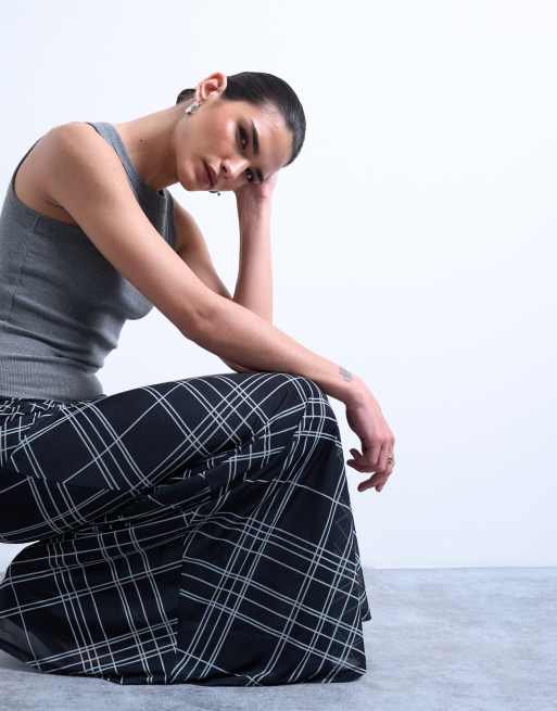 Topshop - Gonna lunga nera con stampa a quadri, 4 di 5