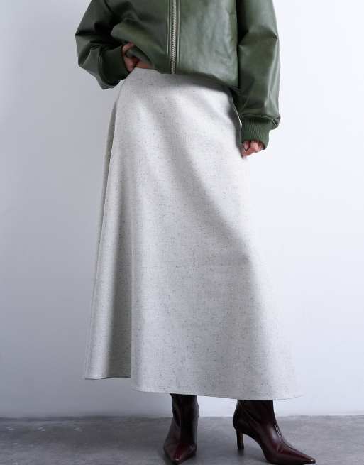 Topshop - Gonna lunga sartoriale a ruota svasata grigia, 2 di 5