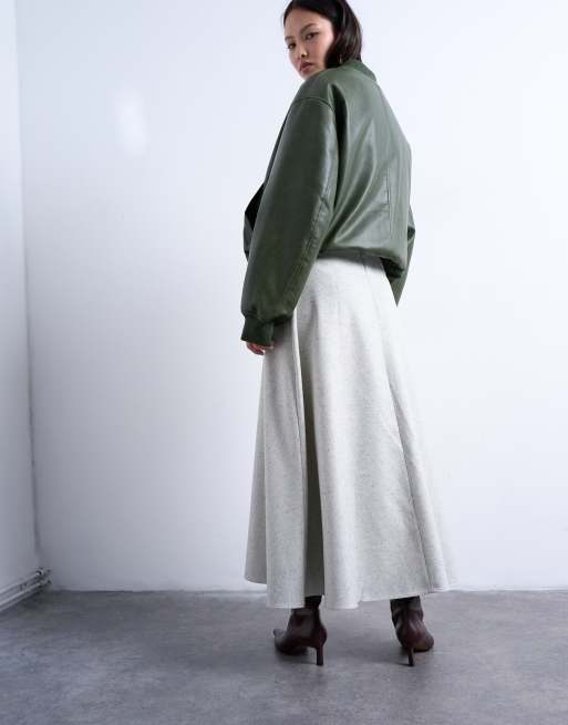 Topshop - Gonna lunga sartoriale a ruota svasata grigia, 4 di 5