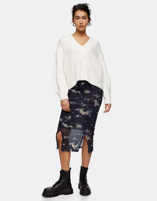 Topshop - Gonna midi in rete multicolore