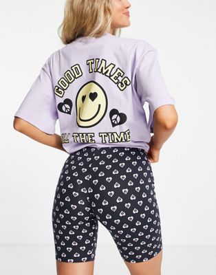 Topshop good times top and short pyjama set in lilac