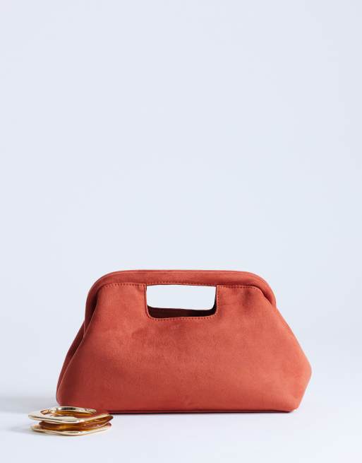 Topshop - Gordan - Brændt orange clutch med hank, 2 af 4