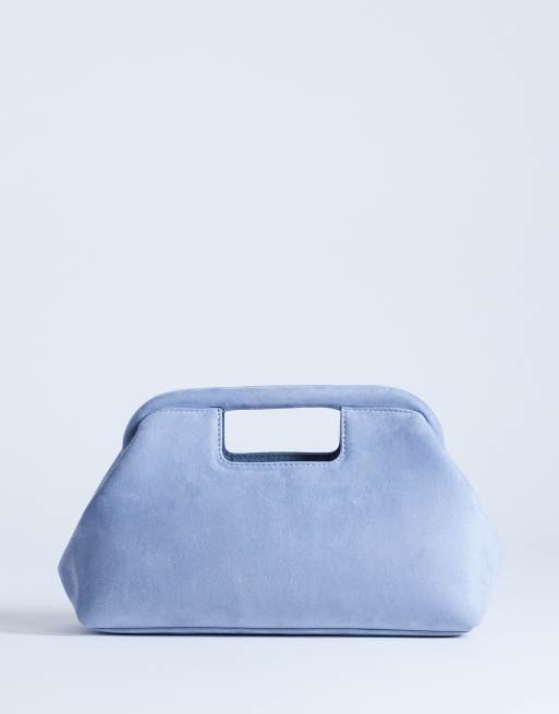 Topshop Gordan clutch with handle in blue, 4 of 4
