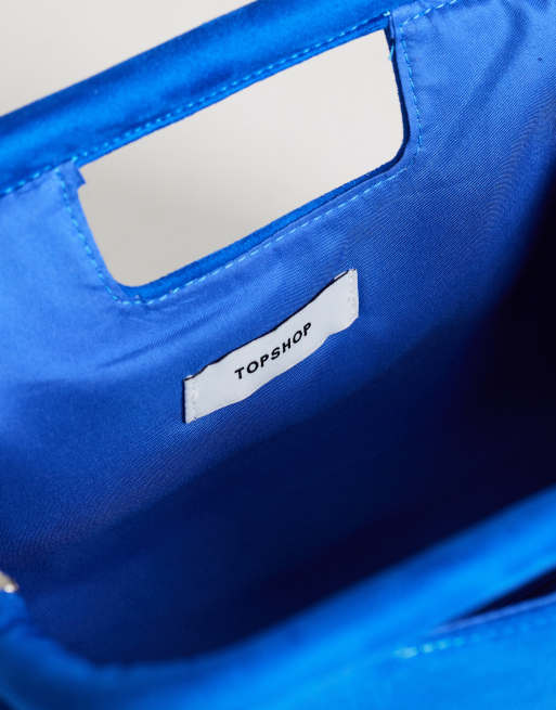 Topshop Gordan medium clutch i suedette med hank i kobolt, 2 af 4