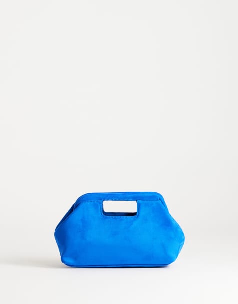 Topshop Gordan medium suedette clutch met handgreep in kobaltblauw - view 1