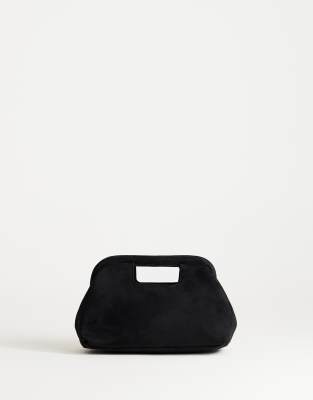 Topshop Gordan Medium Suedette Clutch With Handle In Black