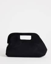 Topshop Gordan medium suedette clutch with handle in black