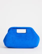 Topshop Gordan medium suedette clutch with handle in cobalt