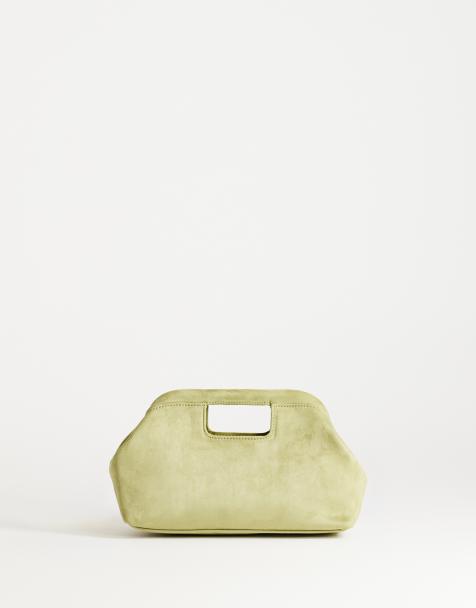 Topshop Gordan middelgrote suedette clutch met handvat in olijfgroen - view 1