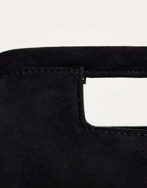 Topshop Gordan pochette media in suedette nera con manico, 4 di 4