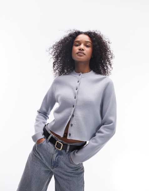 Topshop – Grå, finstickad kofta - view 1