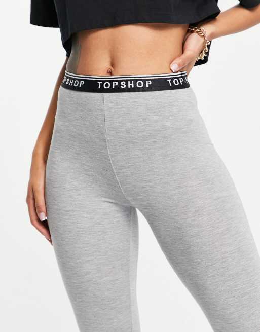 Topshop – Grå leggings med logga på midjebandet, 3 av 4