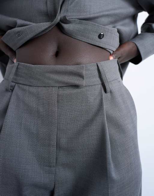 Topshop - Grå og løstsiddende bukser med plisseringer - Del af sæt, 5 af 5