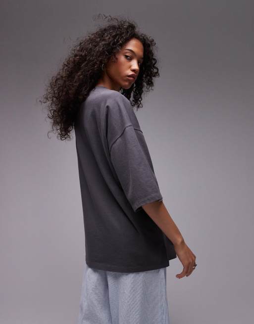 Topshop - Grå oversized T-shirt med Stockholm 1972 -print, 4 af 4