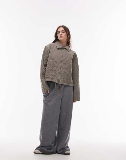 Topshop – Grå, quiltad jacka med foder - view 1