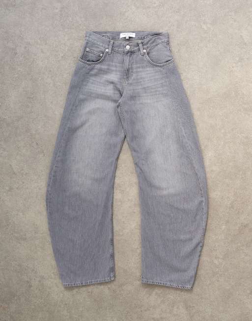 Topshop – Grå, utsvängda jeans i boyfriend-modell, 6 av 7