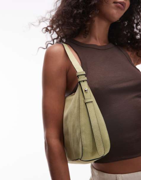 Topshop Grace leather purse in green - view 1