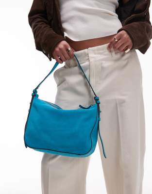 Topshop - Grace - Sac en cuir véritable - Bleu