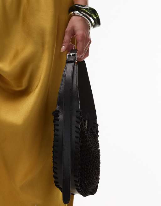 Topshop Wildleder Tasche Schwarz Klein Topshop – Gracia