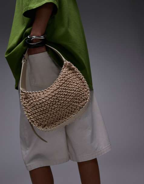 Topshop - Gracia - Sac en cuir et crochet avec anse à boucle - Naturel - view 1