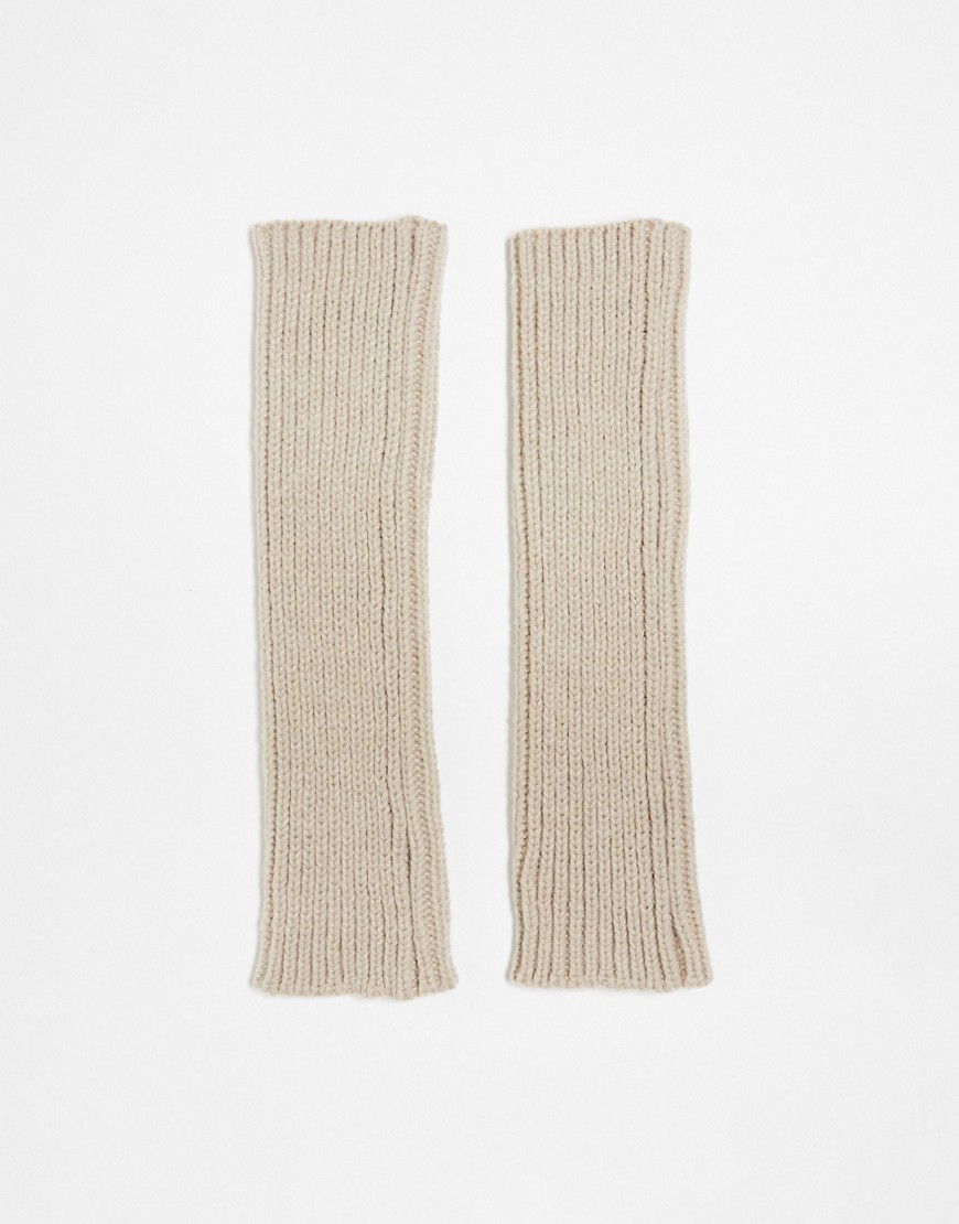 Topshop Gracie arm warmers in taupe-Neutral