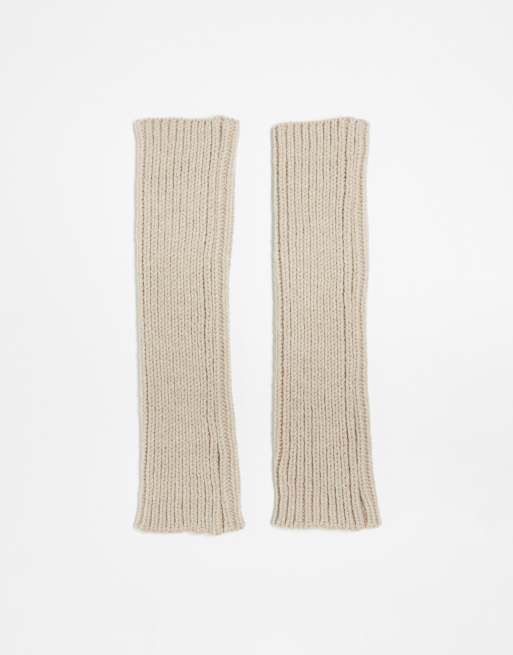 My Accessories London cable knit long socks in cream