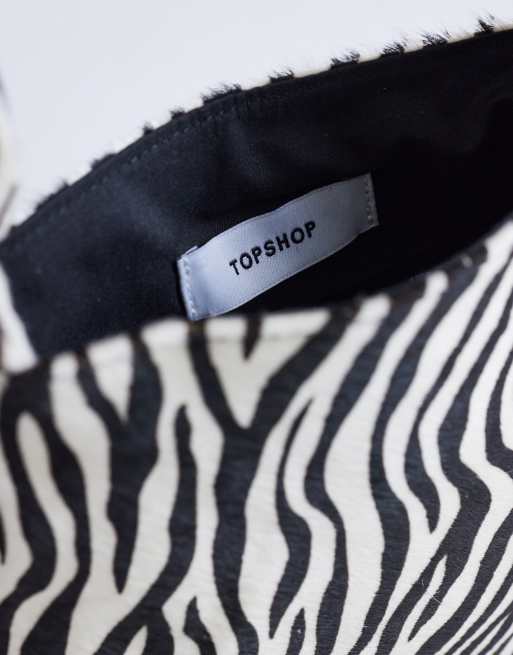 Topshop - Gracie - Kleine handtas van harig leer in zebraprint, 3 van 4