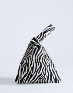 Gracie small hair on leather grab bag in zebra